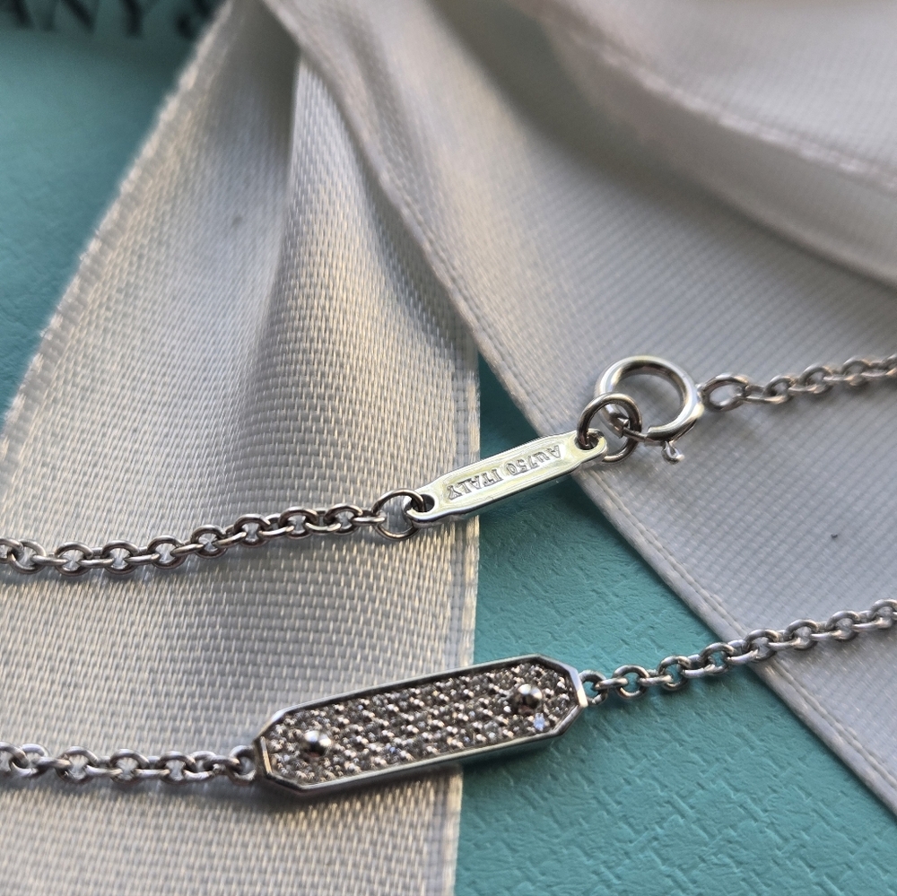 Tiffany & Co 18k White Gold & Pave Diamonds Chain Bracelet